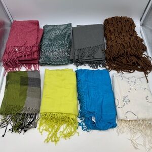 Lot of 8 New Fashion Scarves Shawls Mixed Colors
